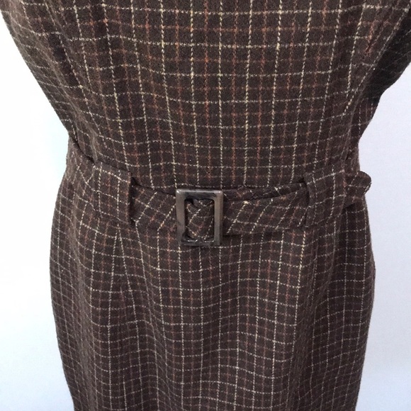 Old Navy Vintage Wool Plaid Twee Dress Brown 6 - Picture 4 of 6